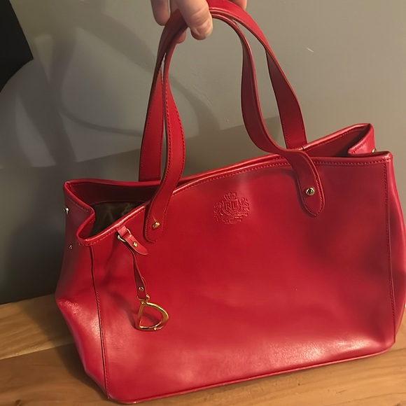 Barely used deep/ruby red Ralph Lauren Luxury leather bag - Picture 1 of 3